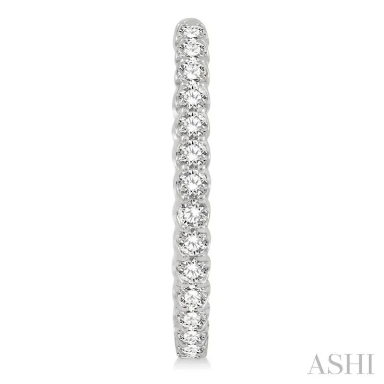 4 ctw Inside-Out Round Cut Diamond Oval Shape Hoop Earrings in 14K White Gold