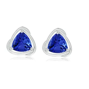 4 MM Trillion Blue Cz  925 Sterling Silver Women Charm Stud Earring