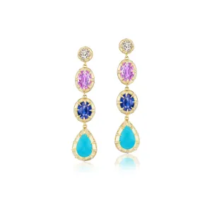 4 Stone Victorian Drop Earrings