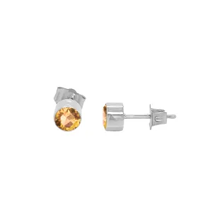 4MM Round Citrine Stud Earrings in 14K Gold