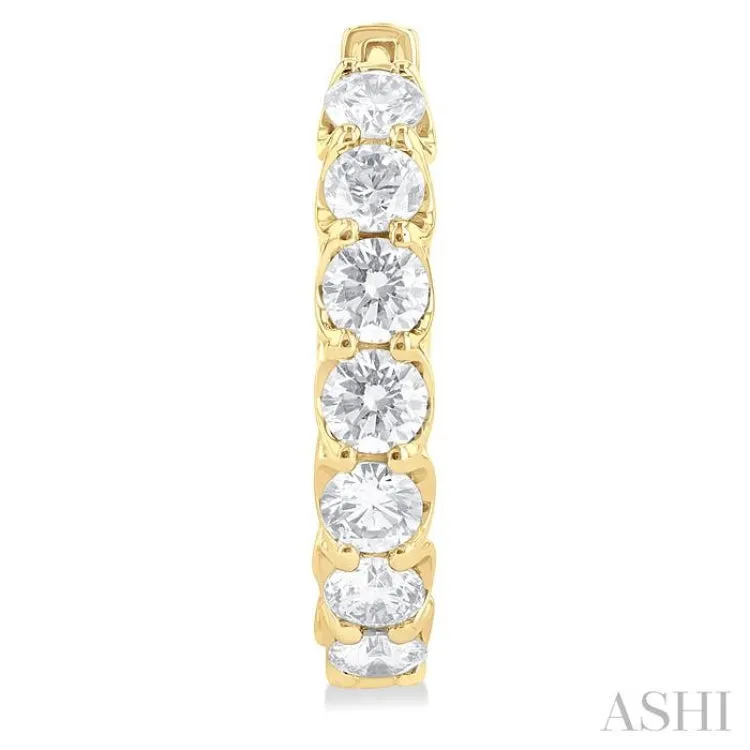 5 ctw Inside-Out Round Cut Diamond Hoop Earrings in 14K Yellow Gold