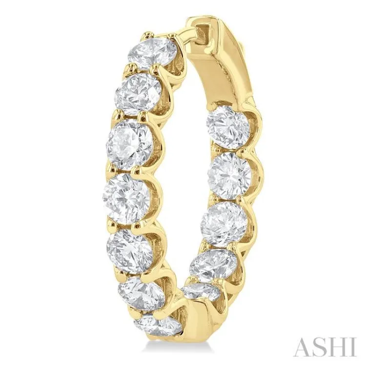 5 ctw Inside-Out Round Cut Diamond Hoop Earrings in 14K Yellow Gold
