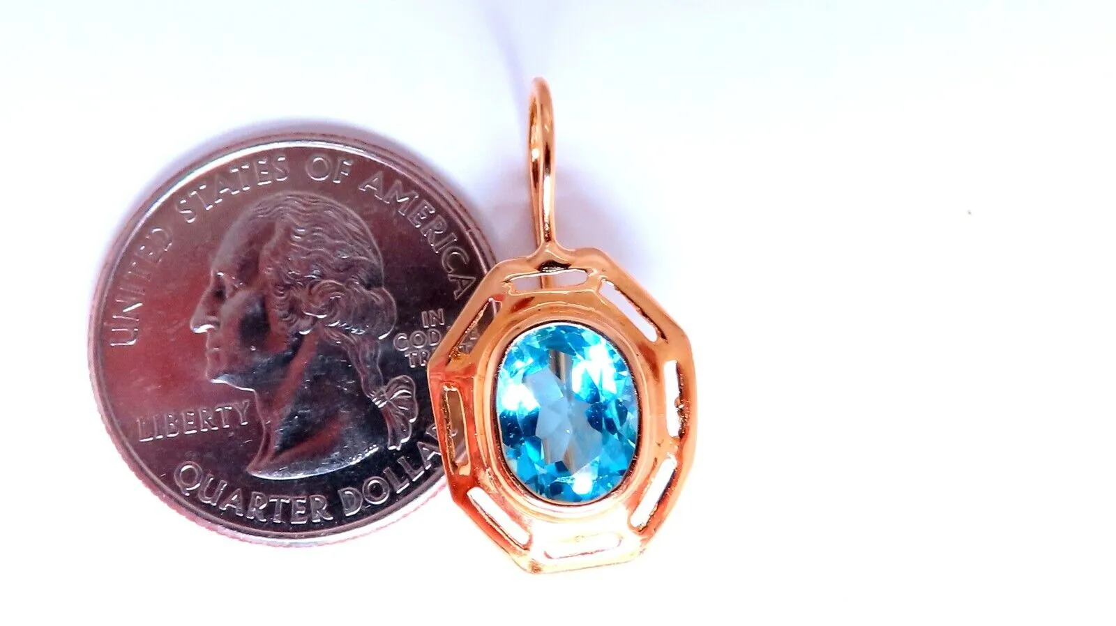 5.00ct Natural Blue Topaz Euro Wire Earrings 14kt Gold