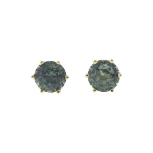 6-Prong Teal Sapphire Stud Earrings