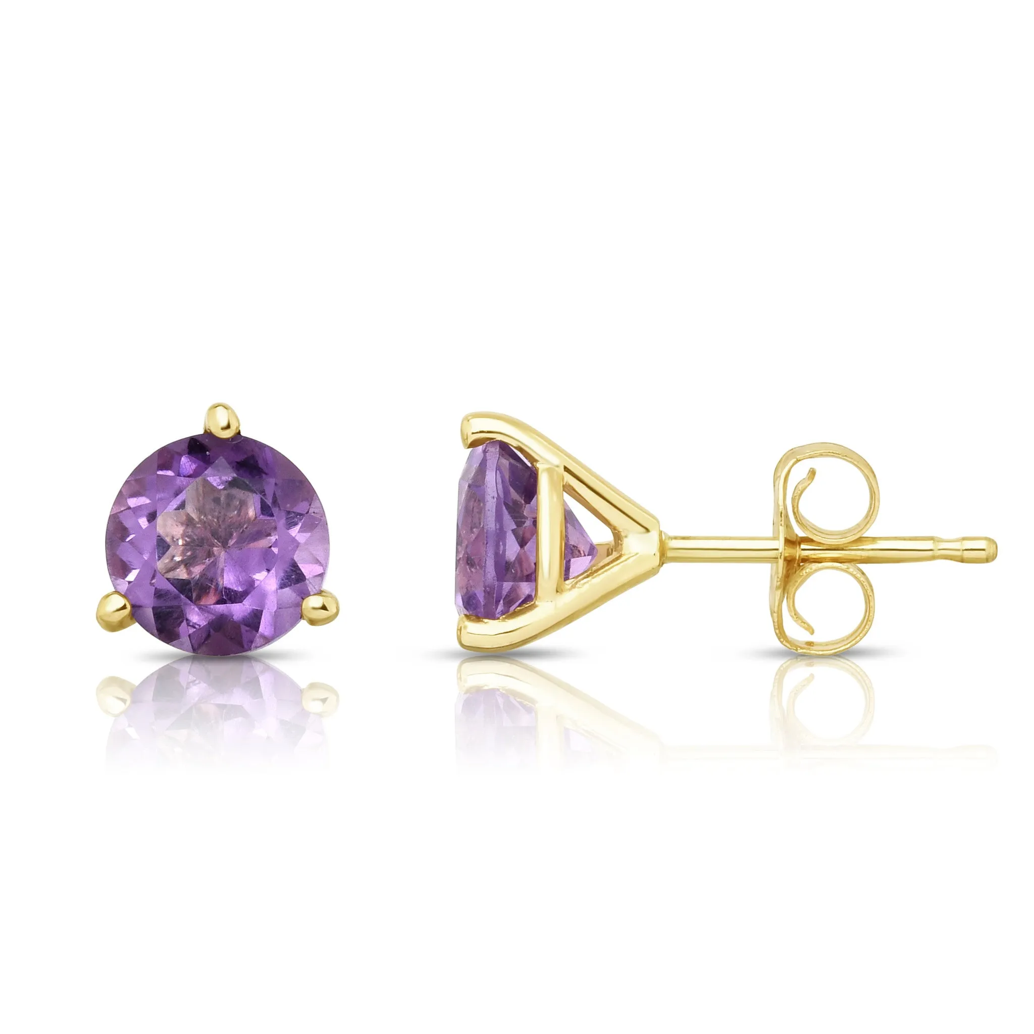 6MM Martini Round Amethyst Stud Earrings in 14K Gold
