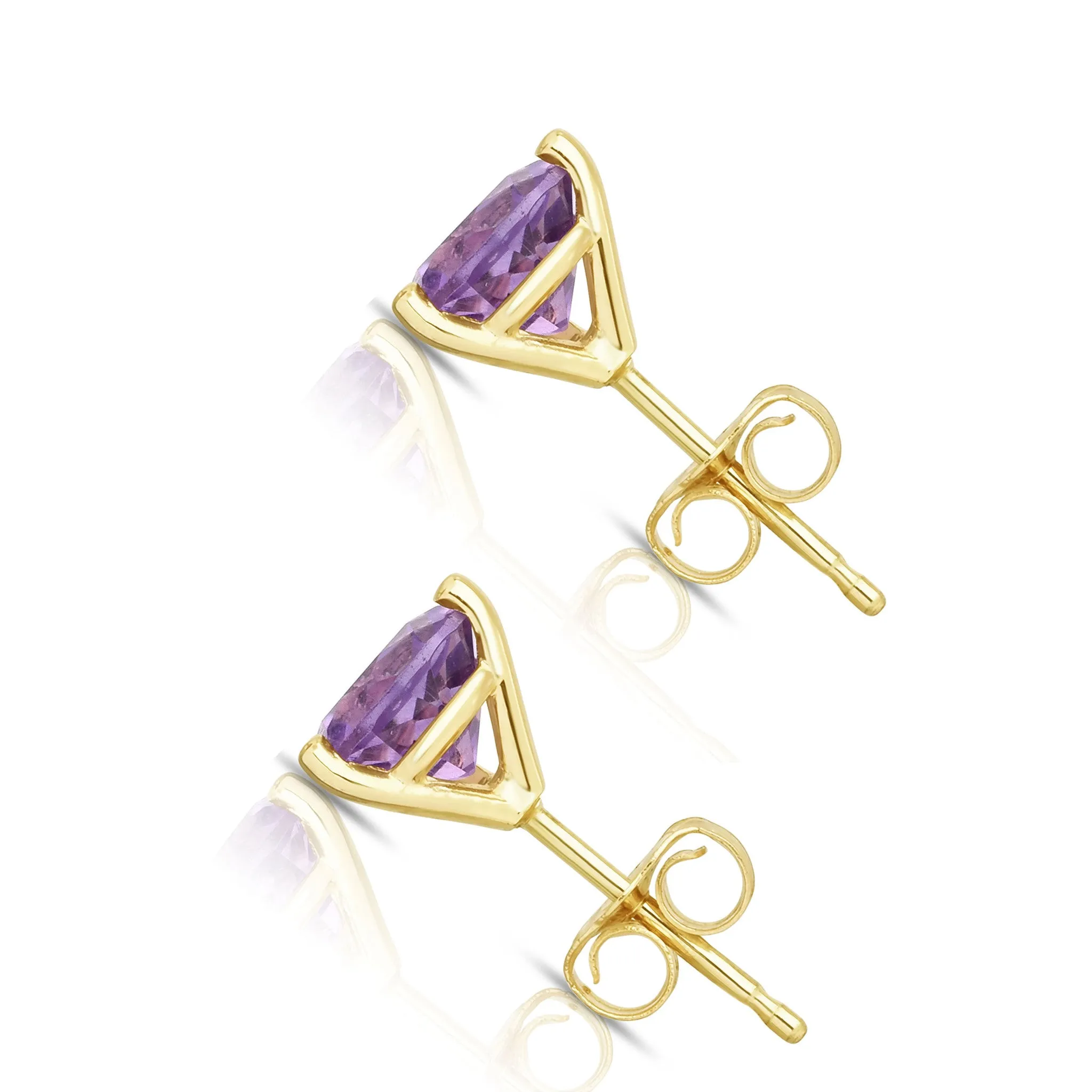 6MM Martini Round Amethyst Stud Earrings in 14K Gold