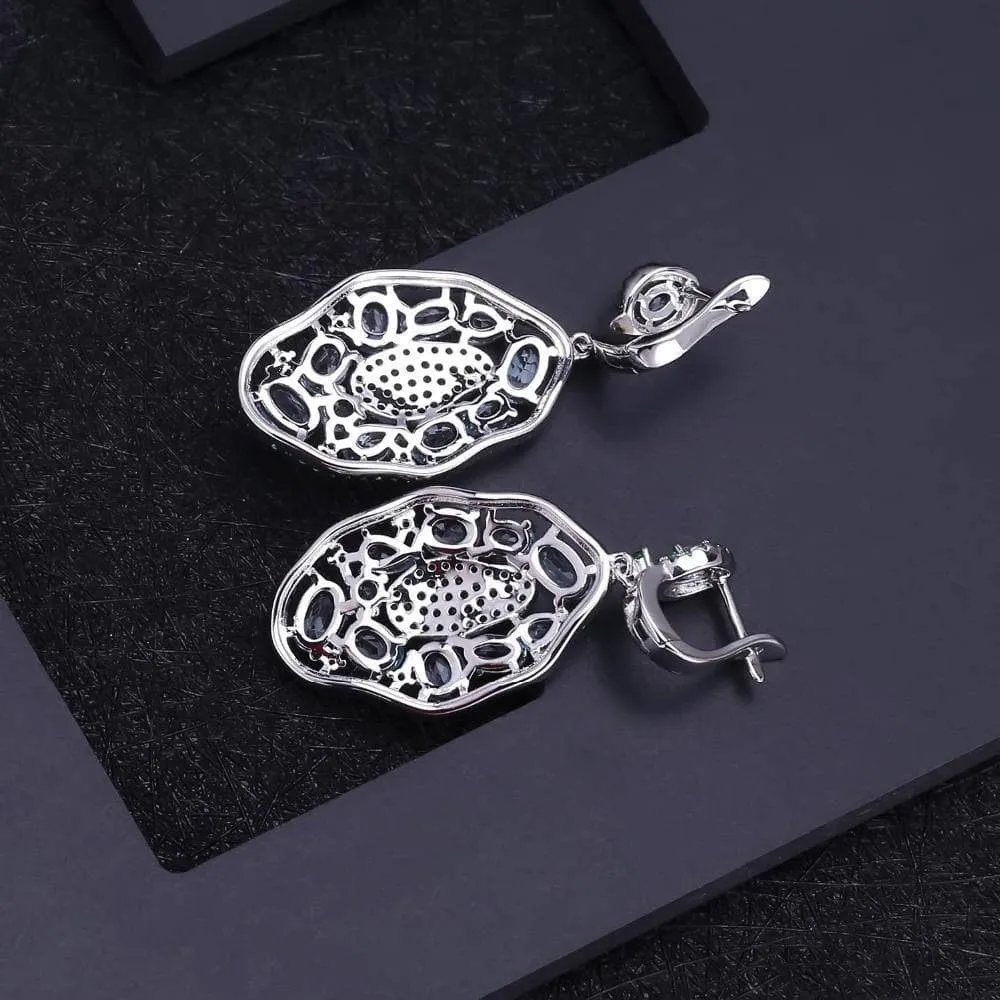 7.74Ct Natural Sky Blue Topaz Hyperbole Earrings