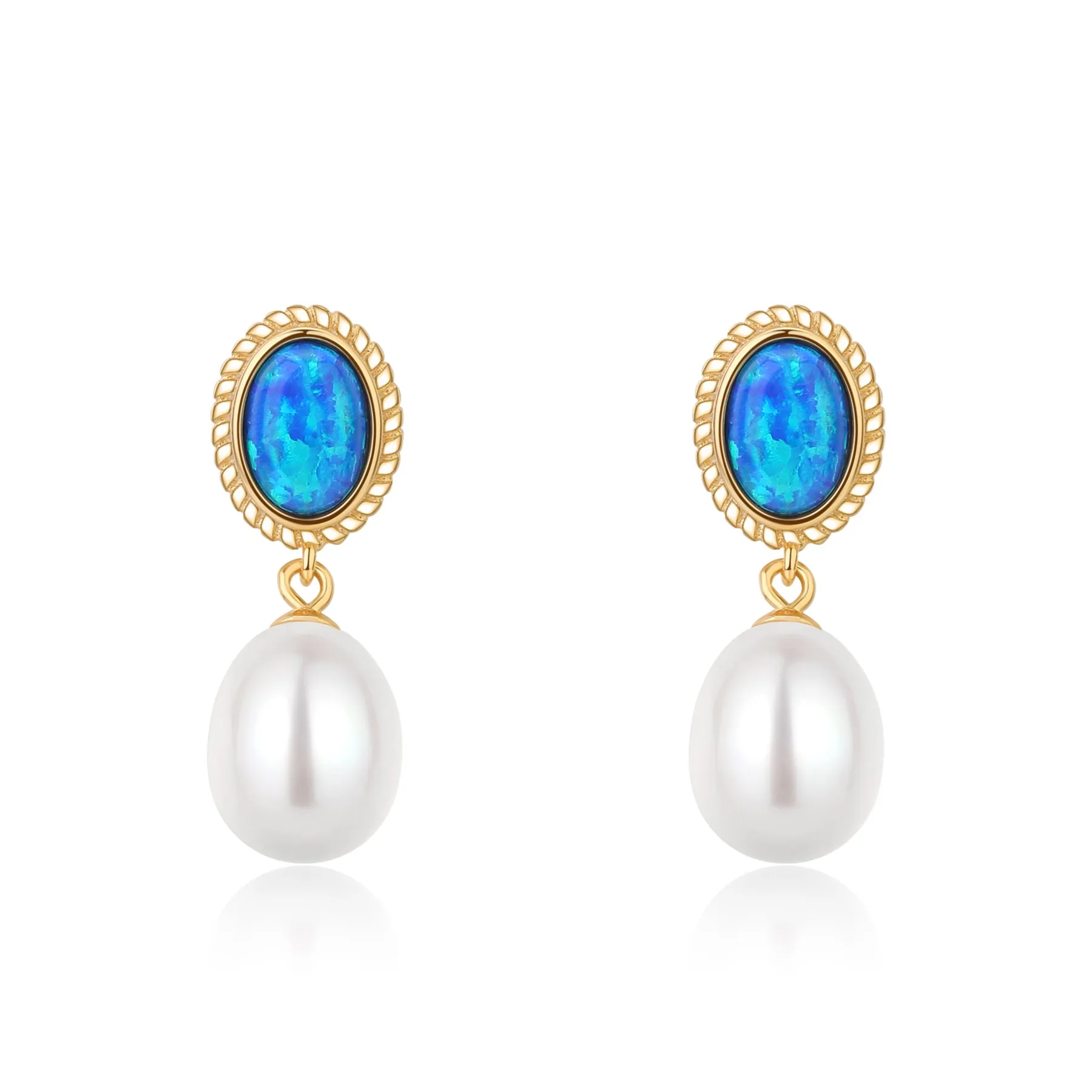 8-9mm Opal &  Freshwater Drop Pearl Earrings