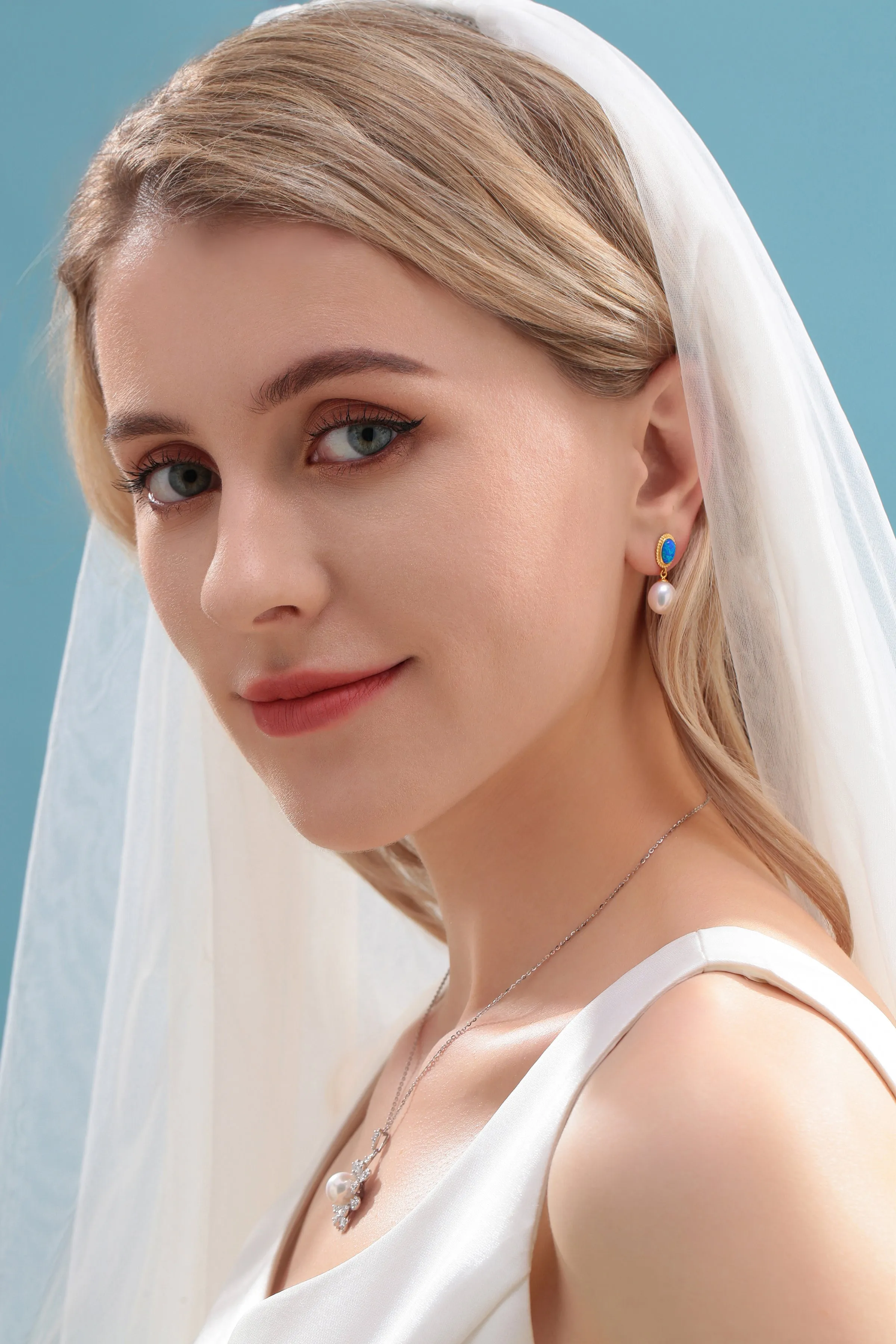 8-9mm Opal &  Freshwater Drop Pearl Earrings
