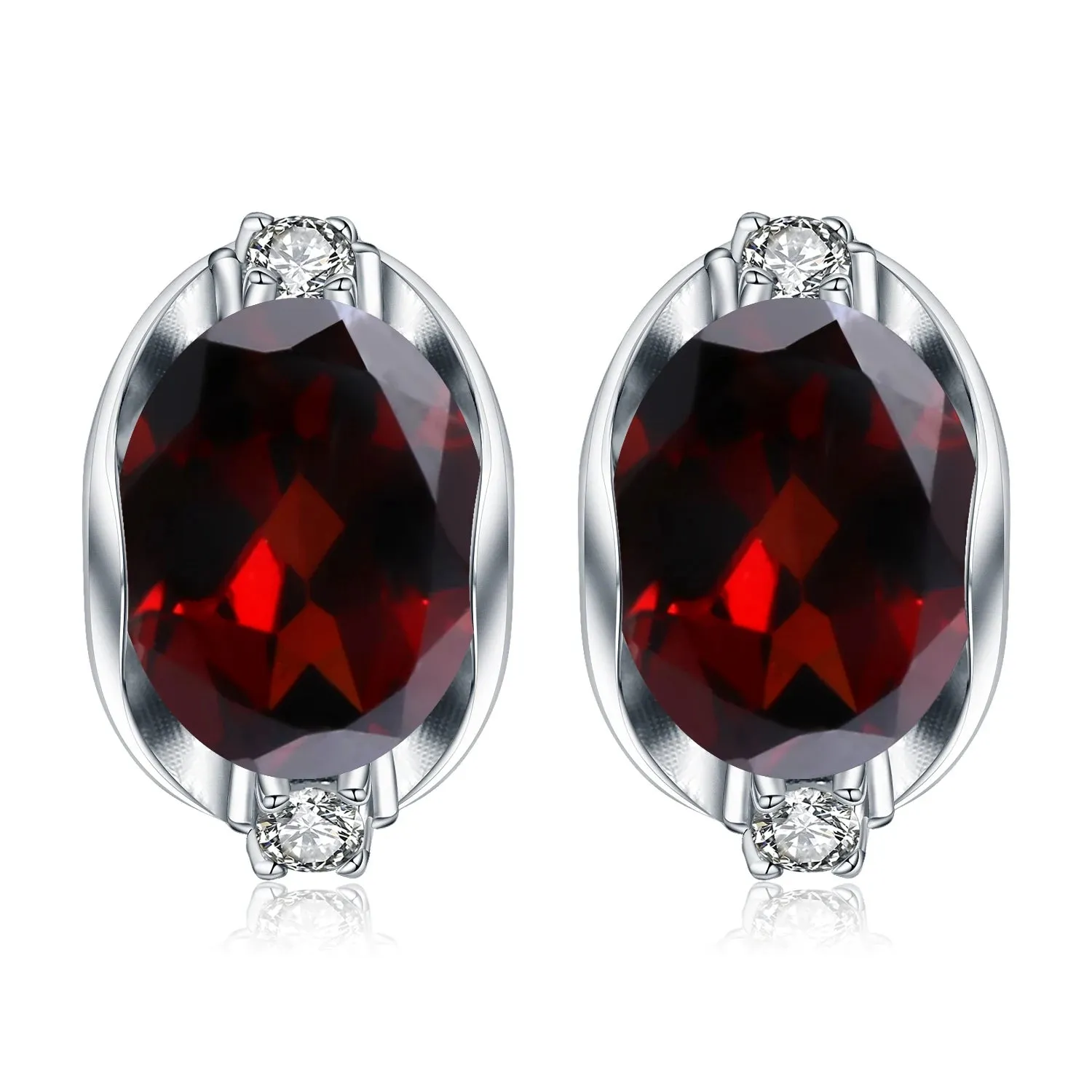8x10mm Oval Natural Moss Agate Stud Earrings in 925 Sterling Silver – Dainty Gemstone Earrings