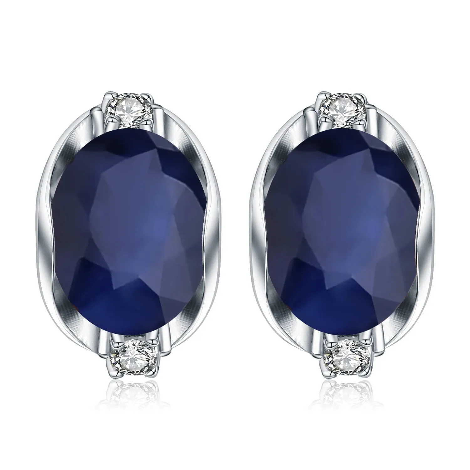 8x10mm Oval Natural Moss Agate Stud Earrings in 925 Sterling Silver – Dainty Gemstone Earrings
