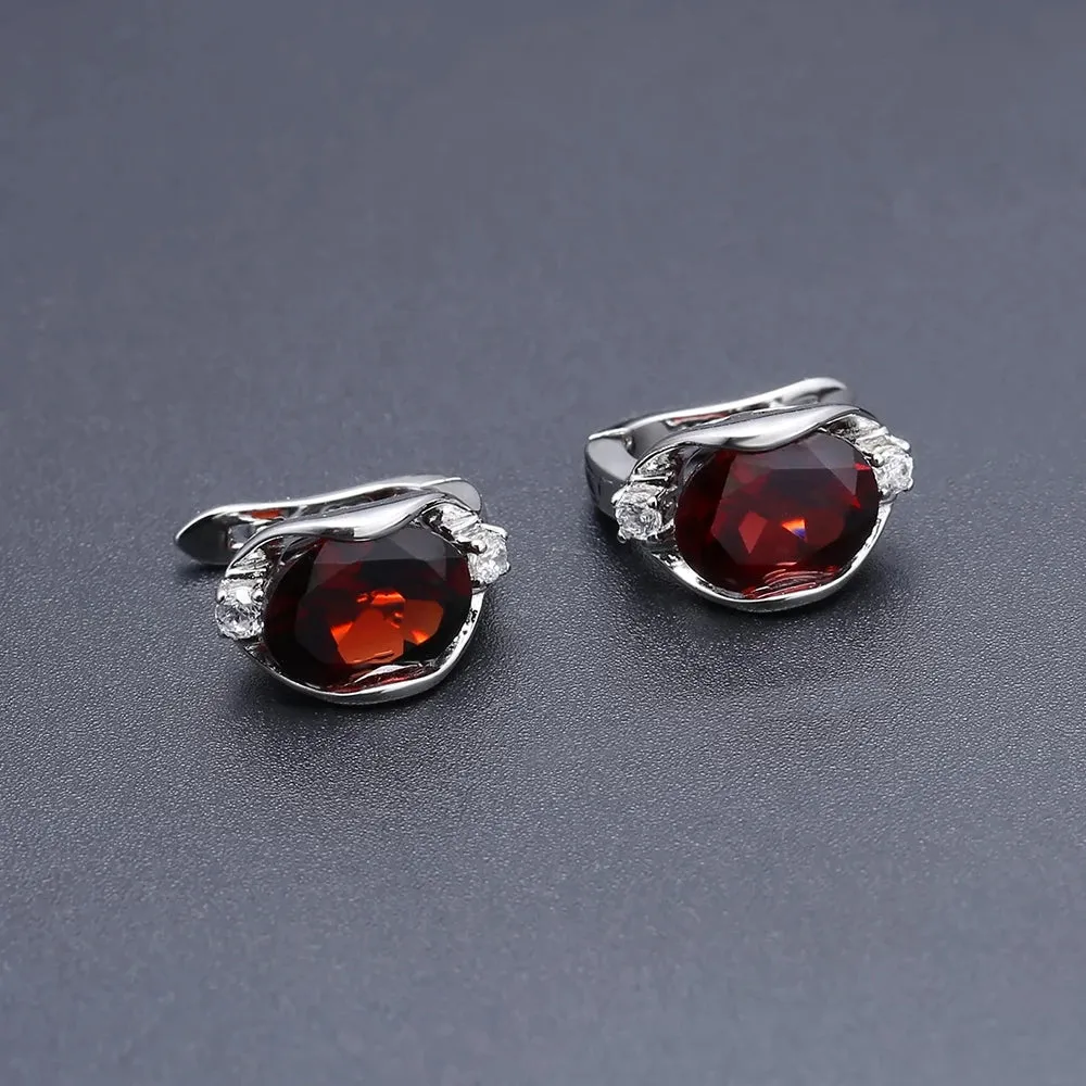 8x10mm Oval Natural Moss Agate Stud Earrings in 925 Sterling Silver – Dainty Gemstone Earrings