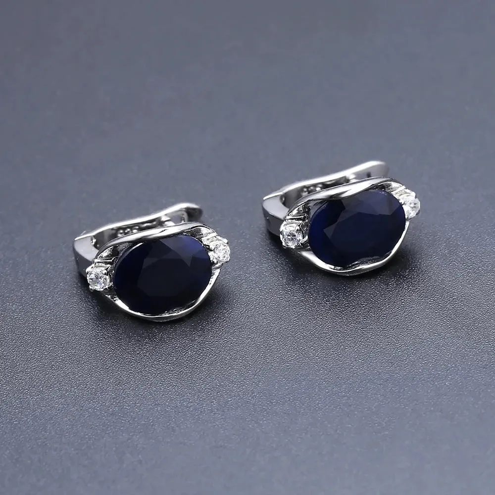 8x10mm Oval Natural Moss Agate Stud Earrings in 925 Sterling Silver – Dainty Gemstone Earrings