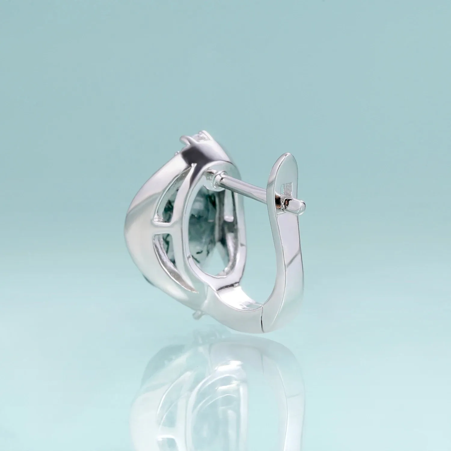 8x10mm Oval Natural Moss Agate Stud Earrings in 925 Sterling Silver – Dainty Gemstone Earrings