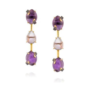 925 Silver Earrings with Amethyst & Purple Sapphire