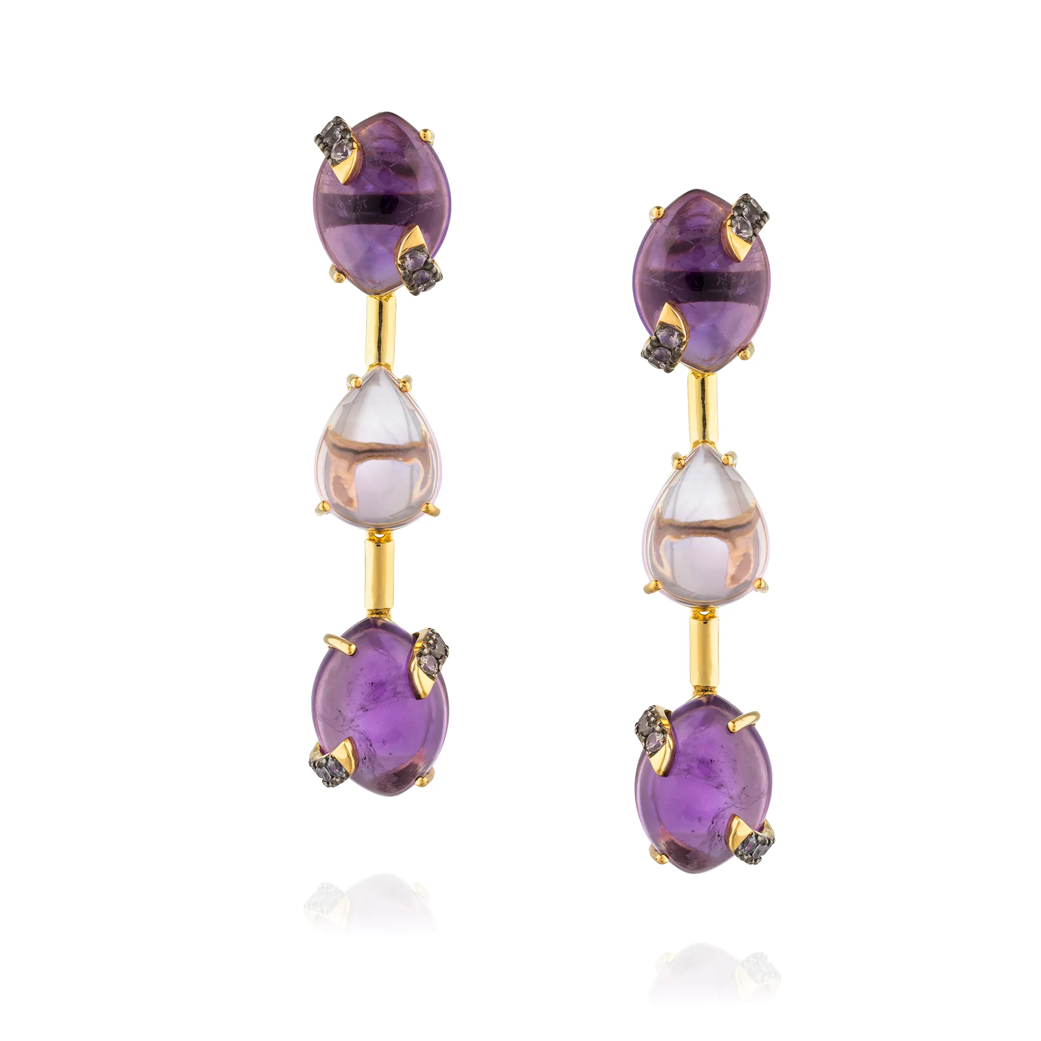 925 Silver Earrings with Amethyst & Purple Sapphire