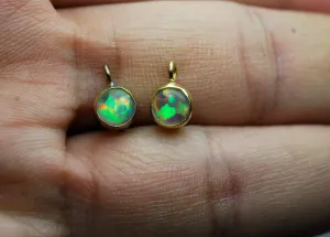 925 Sterling Vermeil Silver,Ethiopian Opal Round Opal Stud Earrings, 2 Piece Of 6mm