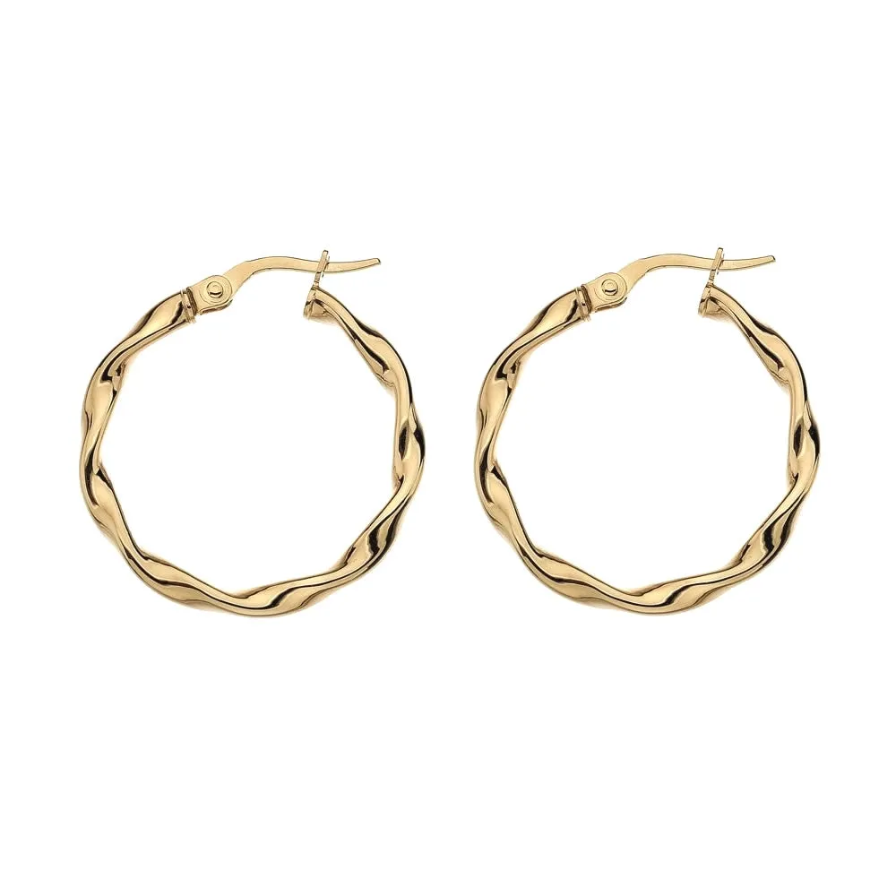 9ct Gold Fluid Twist Hoop Earrings