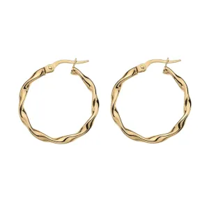 9ct Gold Fluid Twist Hoop Earrings