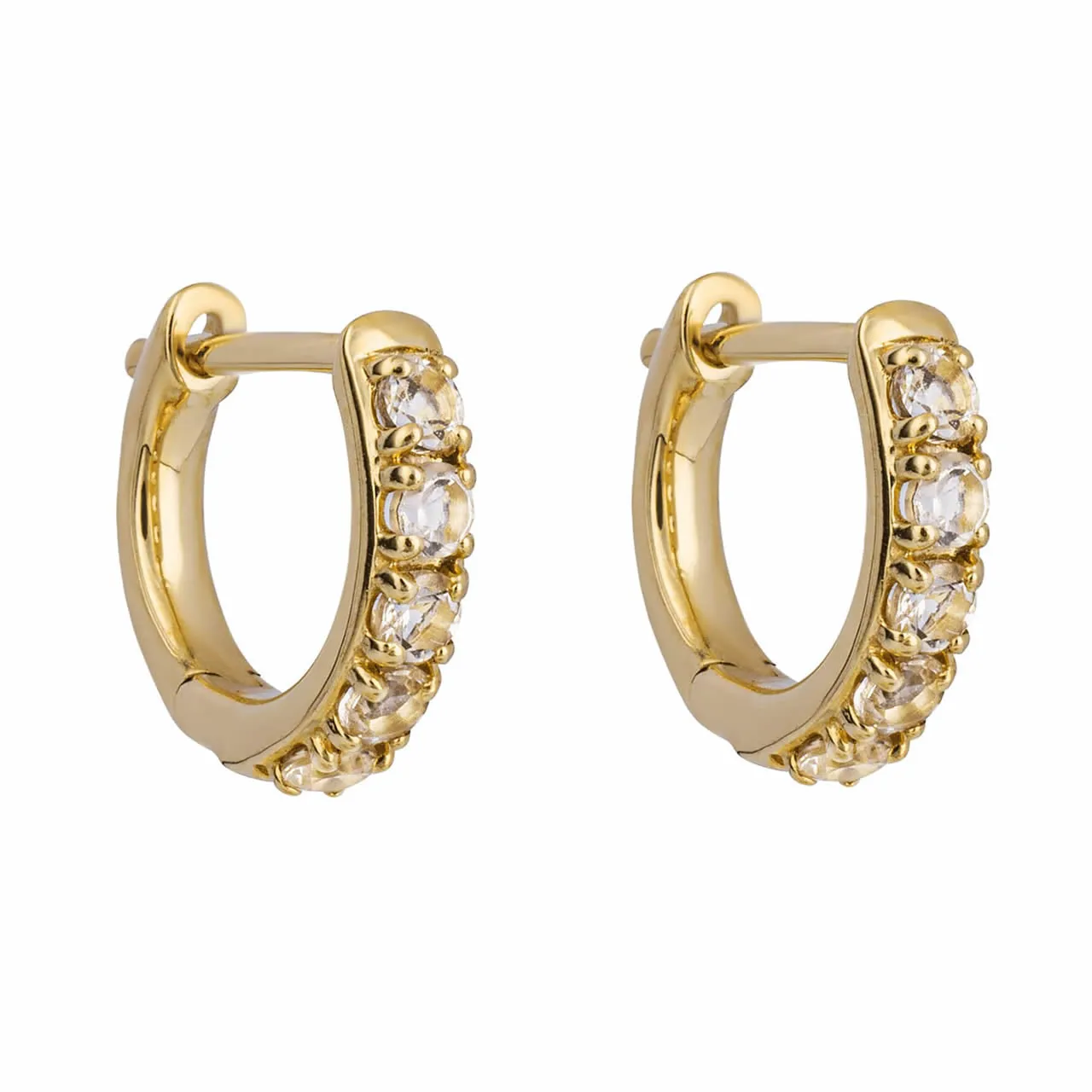 9ct Gold Topaz Huggie Hoop Earrings