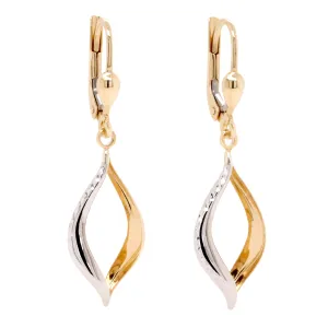 9ct Yellow And White Gold Drop Earrings