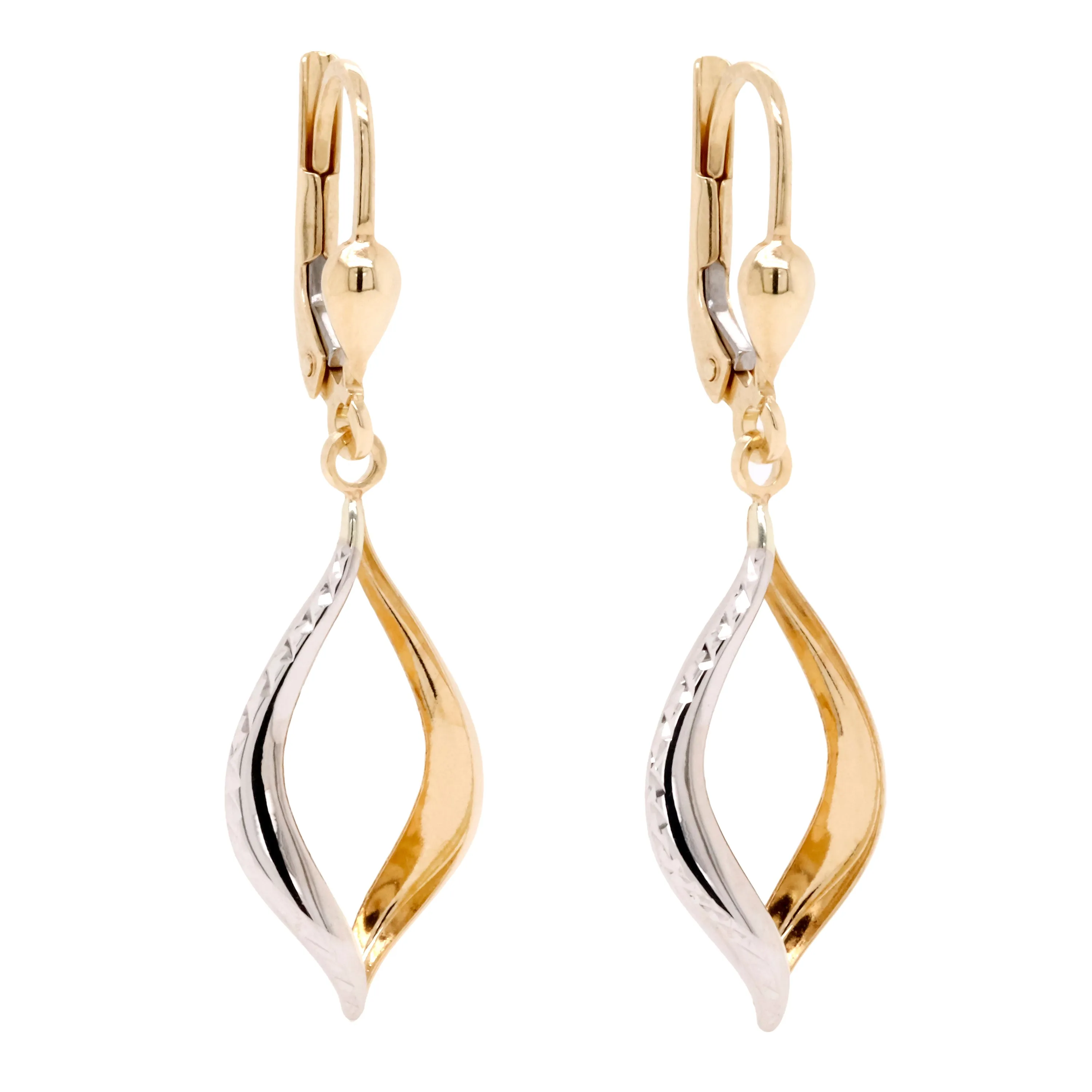 9ct Yellow And White Gold Drop Earrings
