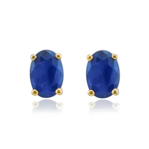 9ct Yellow Gold 6x4mm Oval Sapphire Stud Earrings