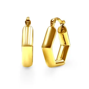 9ct Yellow Gold Silver Filled Mini Hexagonal Hoop Earrings