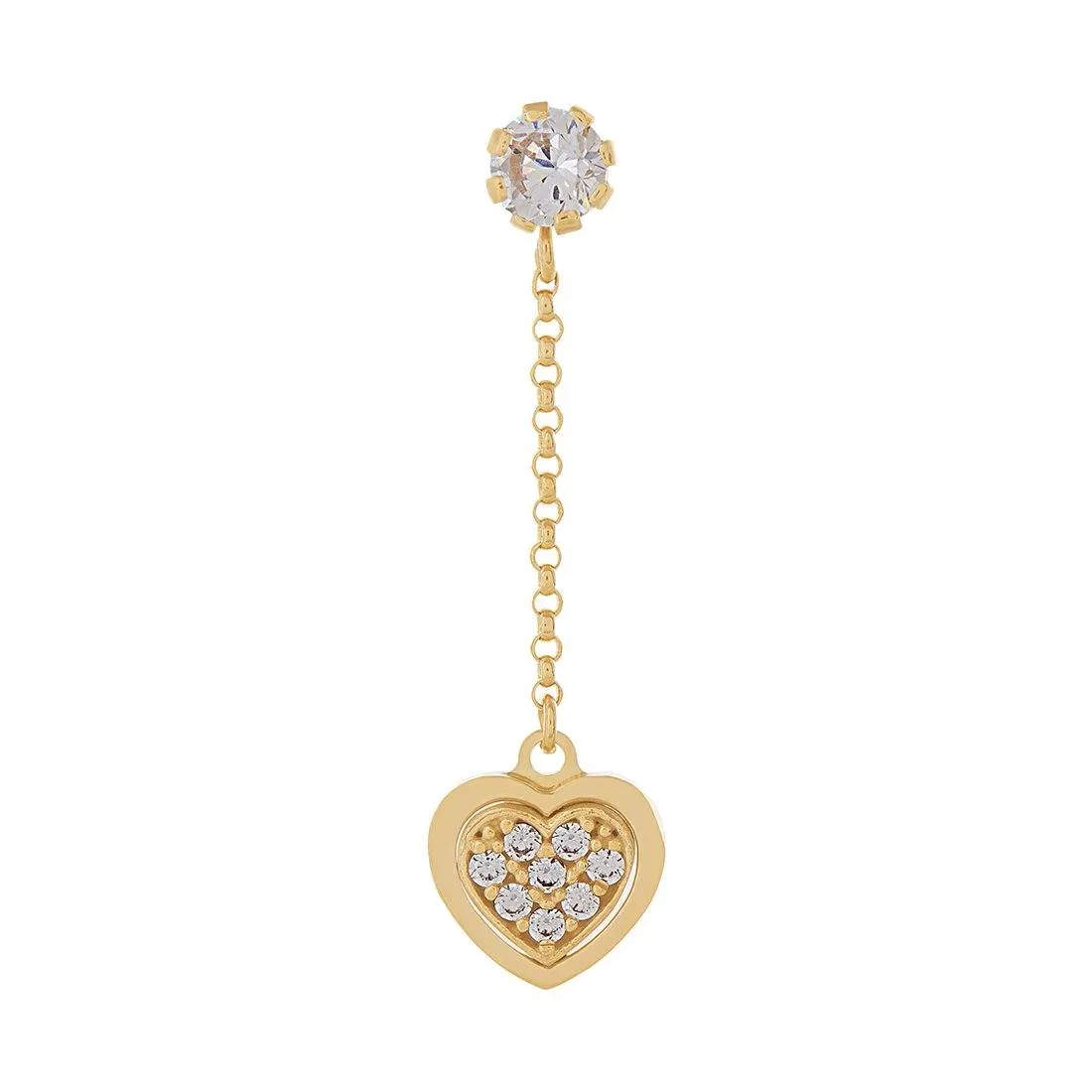 9ct Yellow Gold Silver Infused Heart Drop Earrings