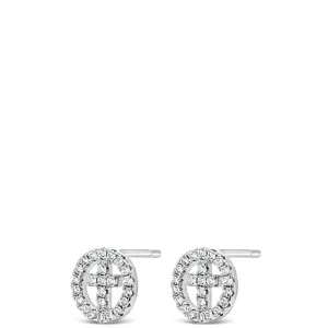 Absolute Kids Sterling Silver Small Cross Halo Earrings