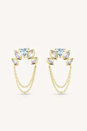 Ada Blue Topaz Chain Gold Studs