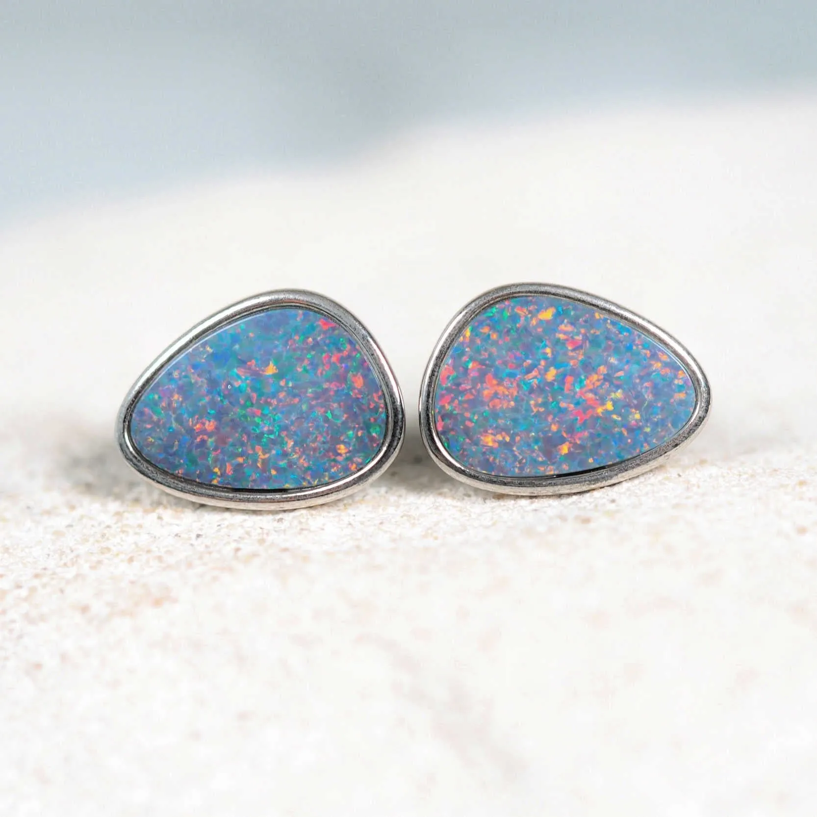 'Adyiah' Doublet Opal Earrings Silver