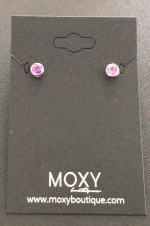 Amethyst and 14 k Gold Stud Earrings