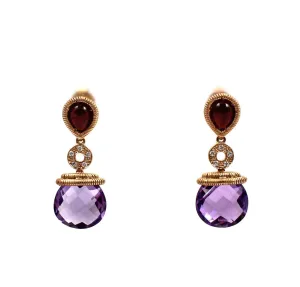 Amethyst and Garnet Drop Earrings