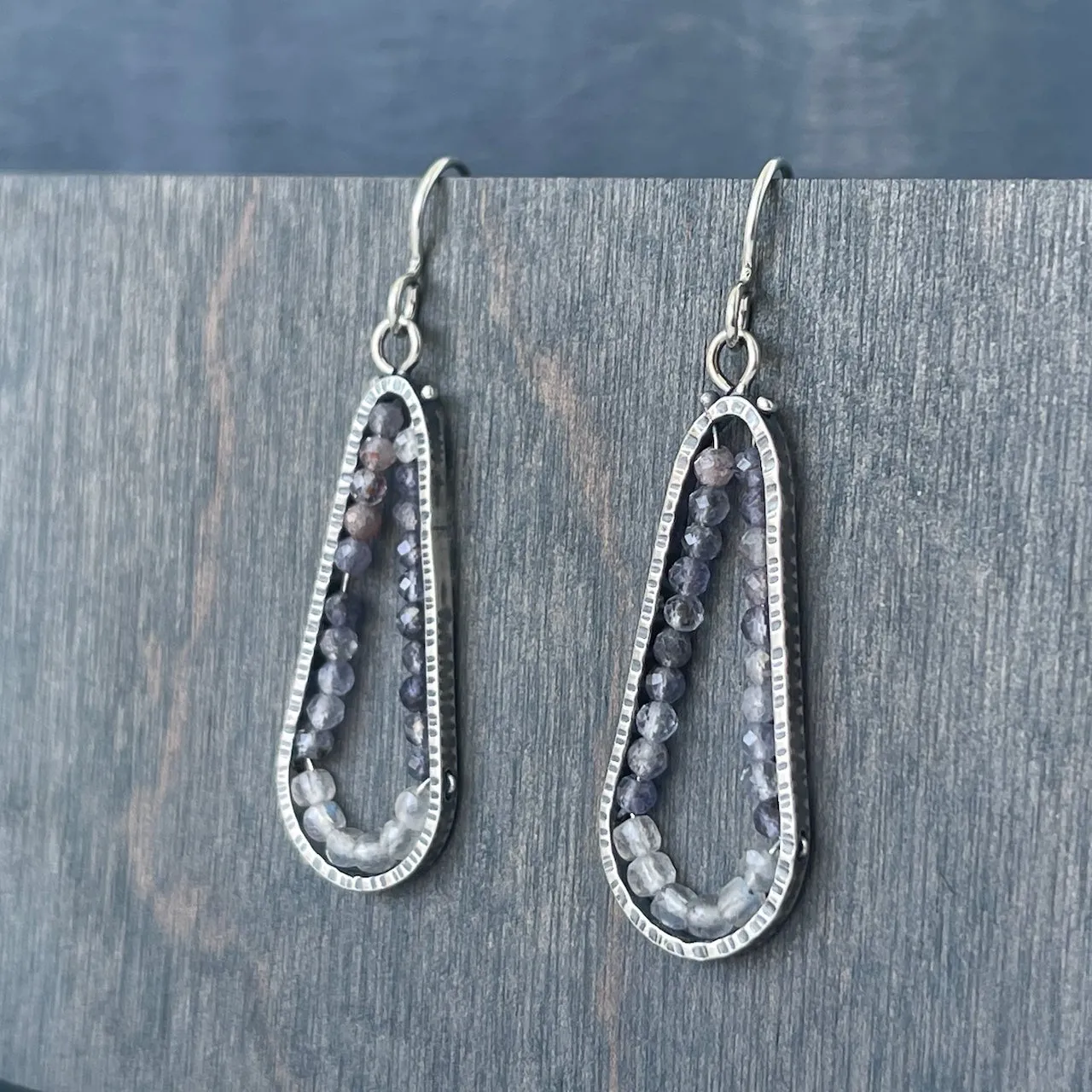 Amethyst and Labradorite Teardrop Geode Earrigs