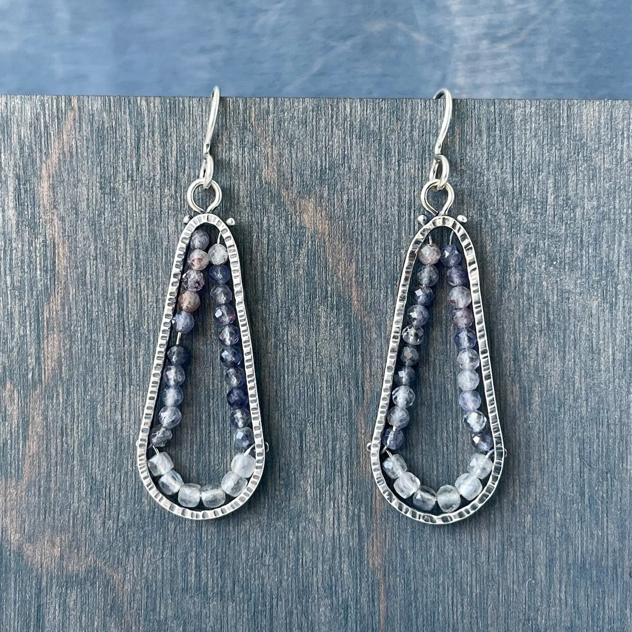 Amethyst and Labradorite Teardrop Geode Earrigs