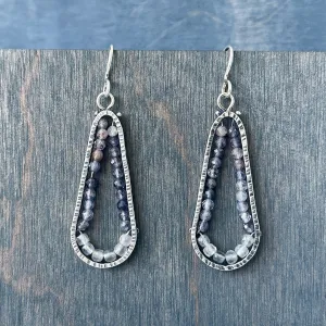 Amethyst and Labradorite Teardrop Geode Earrigs