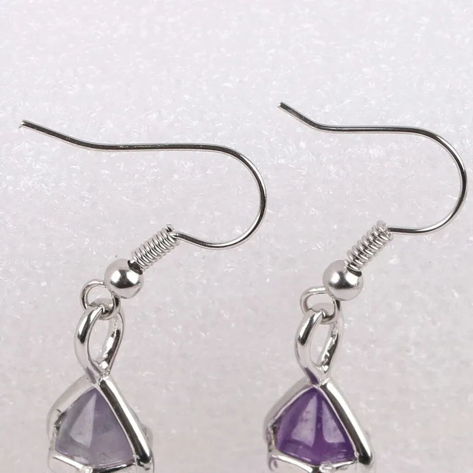 Amethyst Crystal Point Chakra Earrings