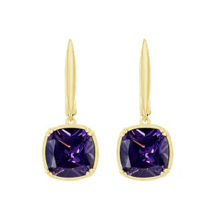 Amethyst Cushion Drop Earrings