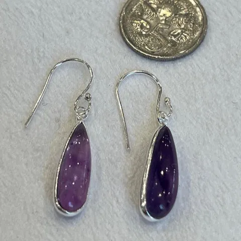 Amethyst drop earrings with silver setting  09