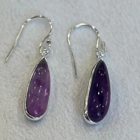Amethyst drop earrings with silver setting  09