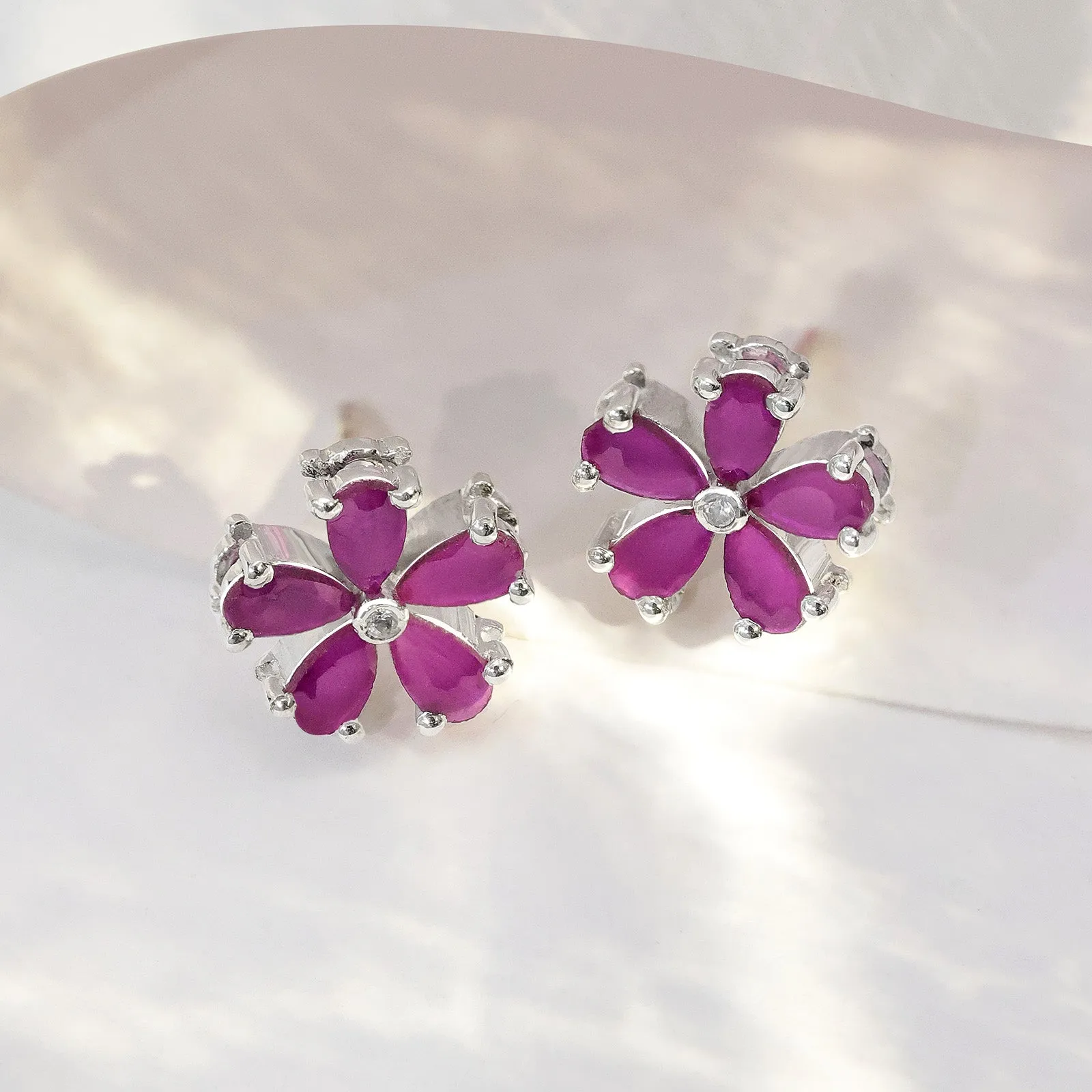 Amethyst Earrings For Women-  925 Sterling Silver Rhodium Plated