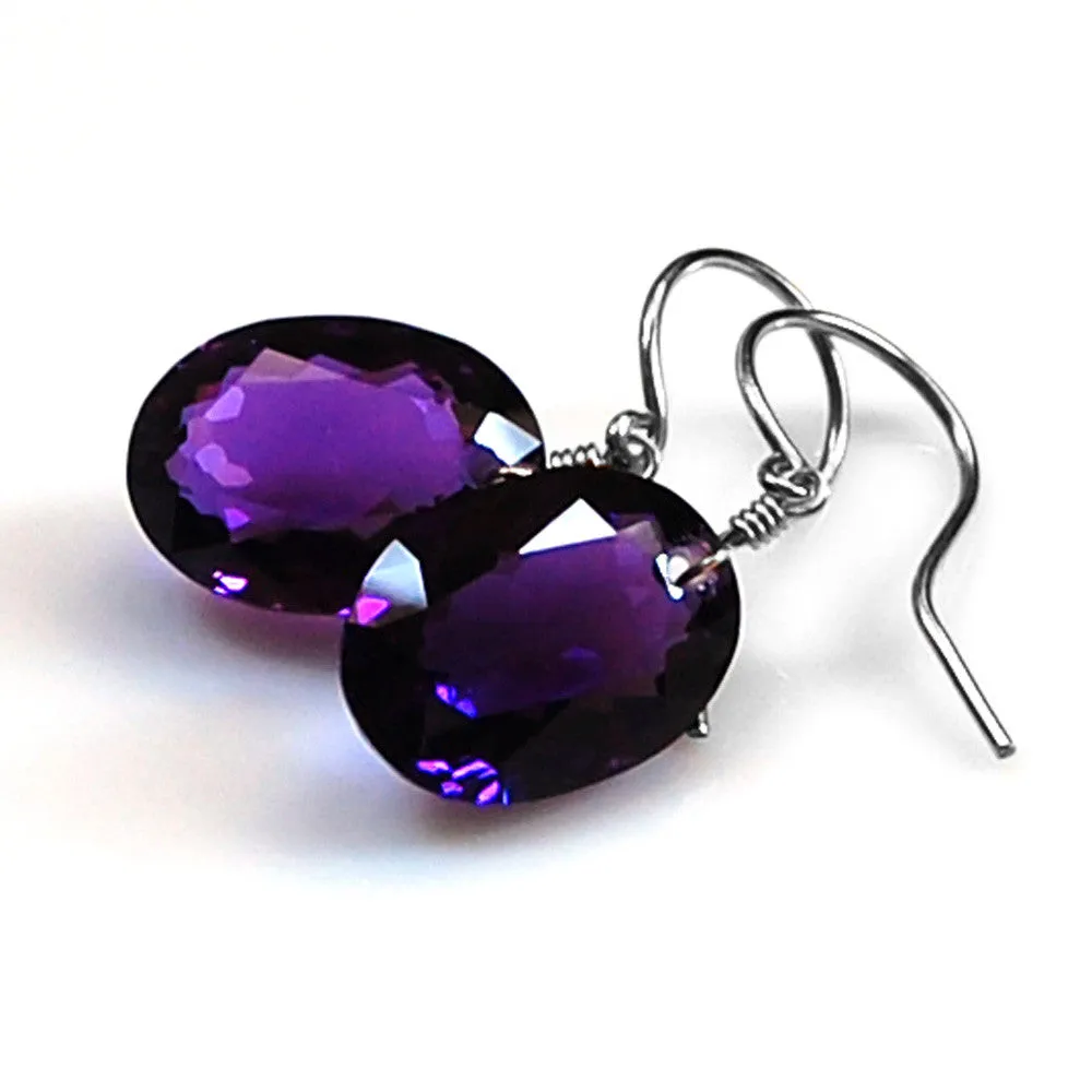 Amethyst Oval Cut Solitaire Earrings