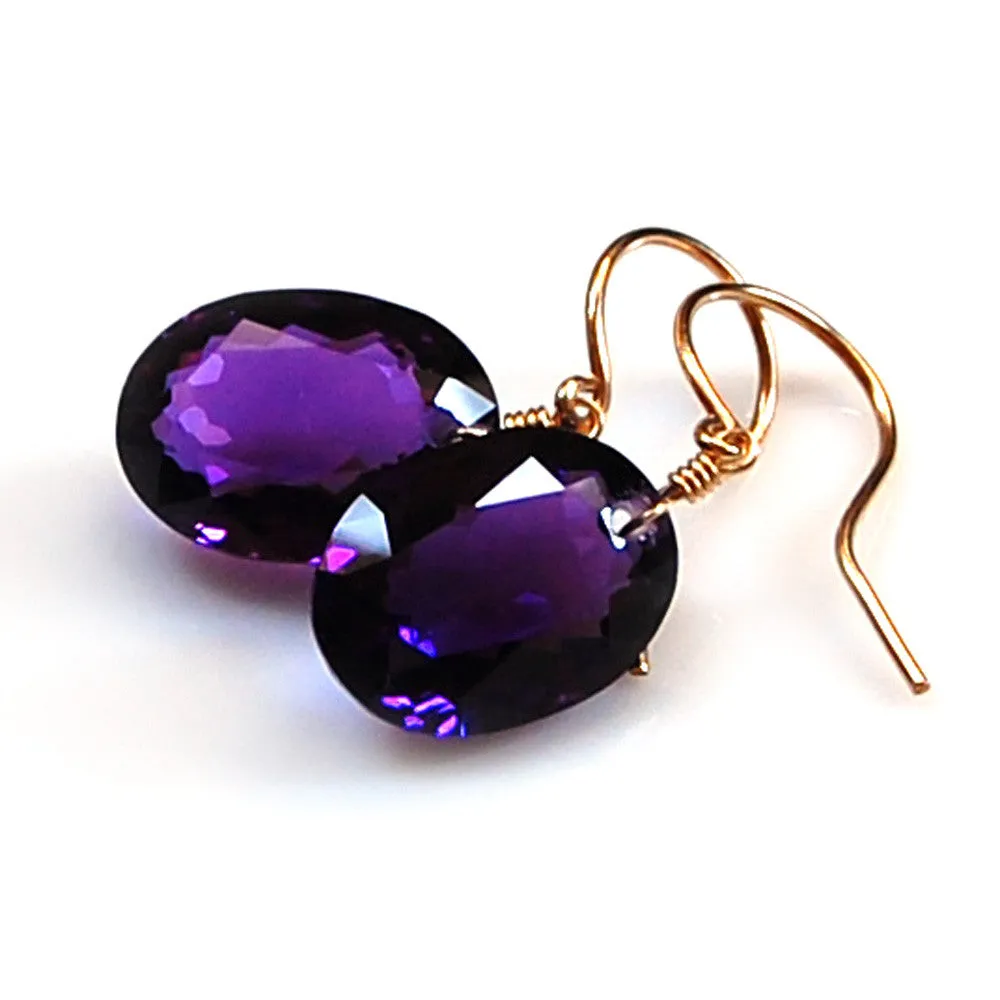 Amethyst Oval Cut Solitaire Earrings