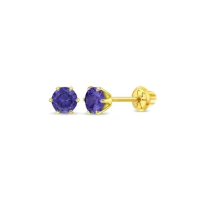 Amethyst Prong Set Little Girl's Stud Earring