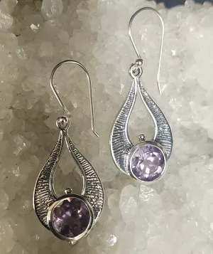 Amethyst Teardrop Loop Earrings