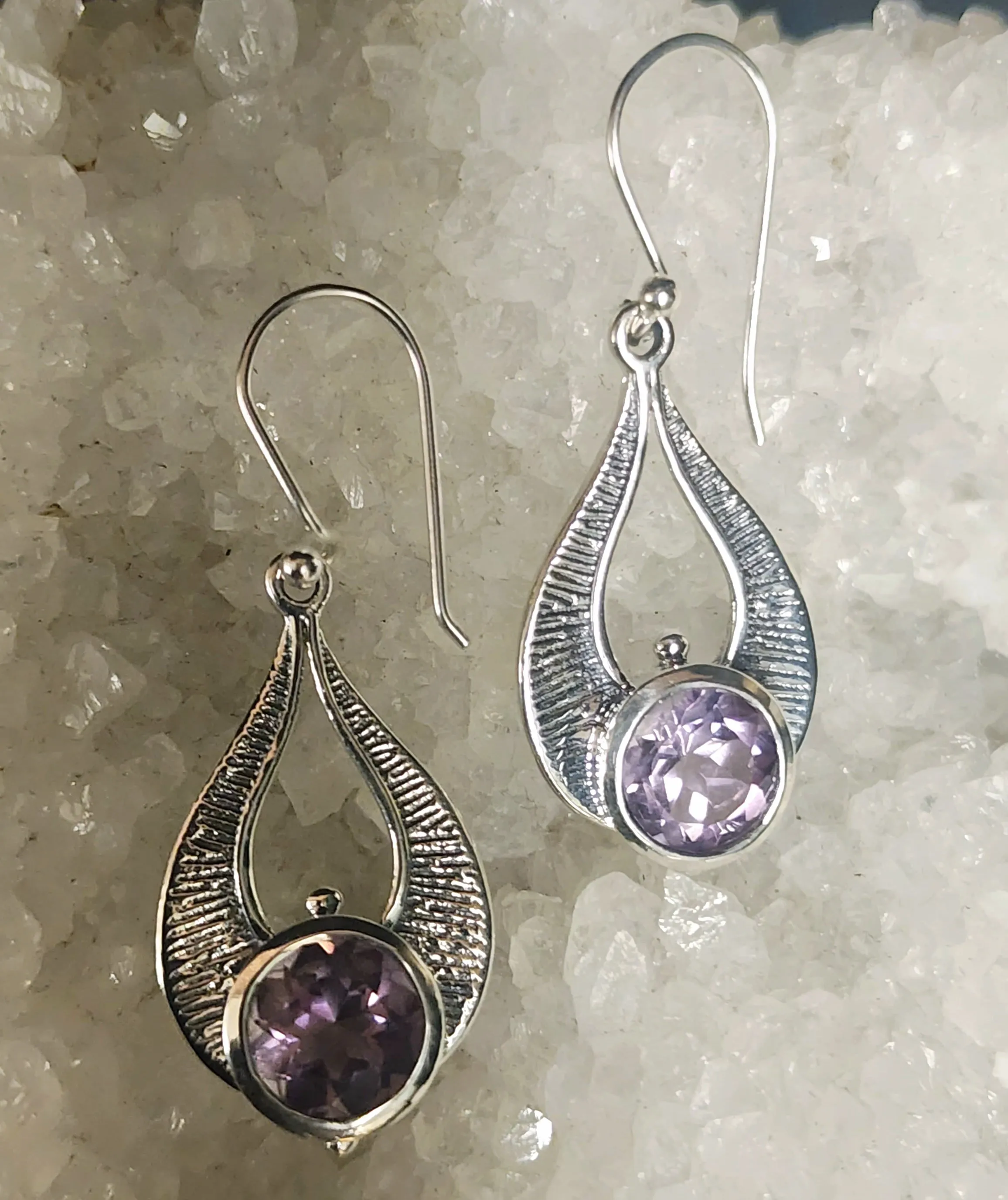 Amethyst Teardrop Loop Earrings