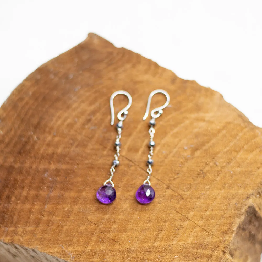 Amethyst Waterfall Silver Earrings