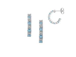 Amore Argento Sterling Silver Blue Topaz & CZ Set Hoop Earrings