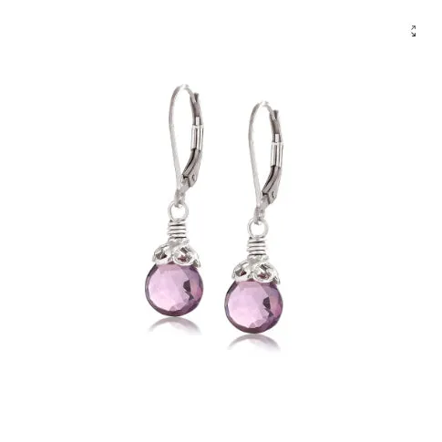 Anatoli Collection Sterling Silver Amethyst Drop Earrings